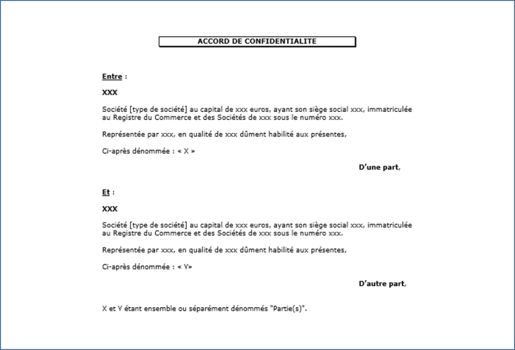 Modele accord de confidentialité
