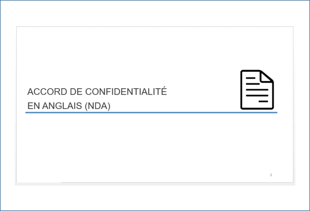 Modèle d'accord de confidentialité en anglais (NDA)
